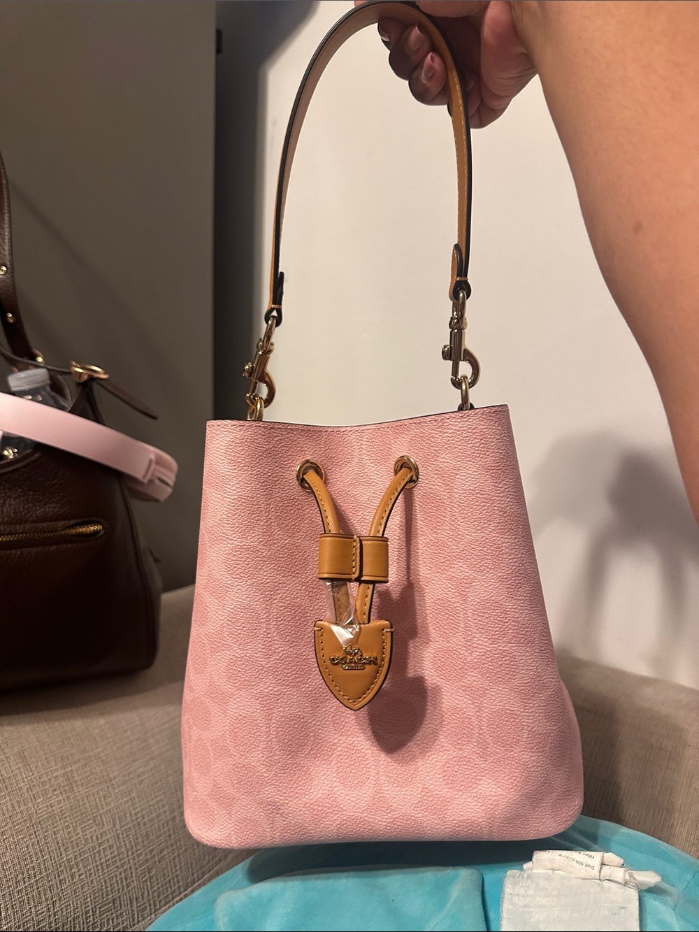 Coach Powder Pink Rowan Bucket without Charms NWOT